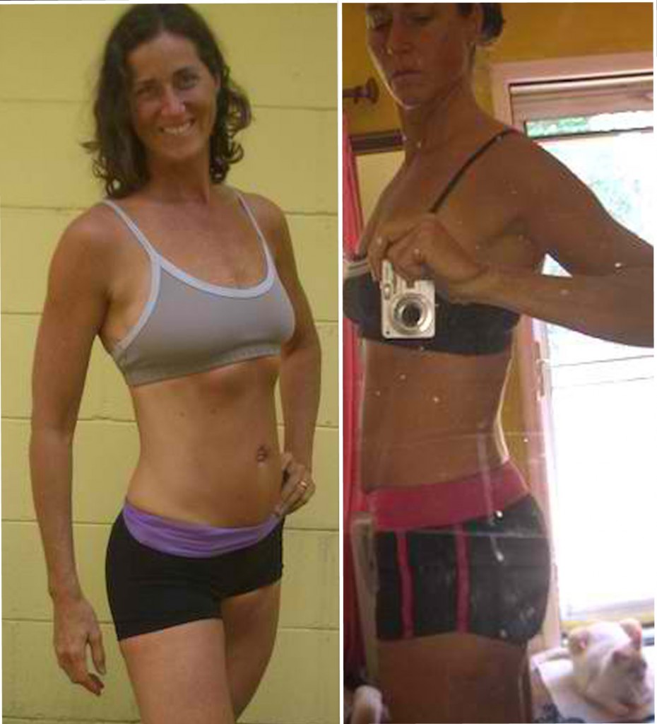 Naomi after her experiment at 20% body fat.  On the left fasted, on the right fully fed and hydrated.
