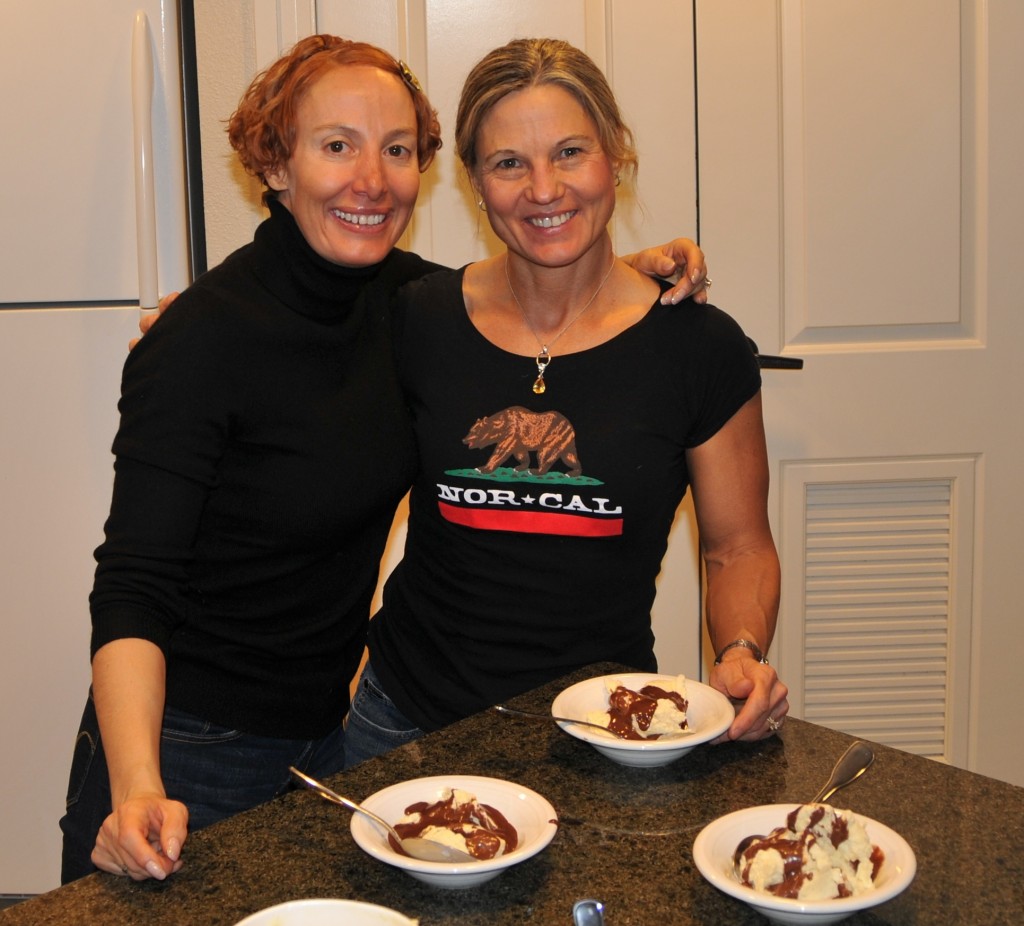 Kimberley and I enjoy our homemade ice cream sundaes.