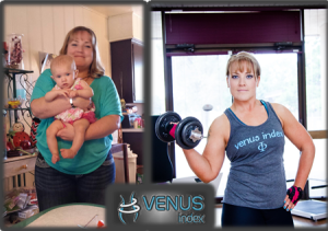 Julie at one of her heaviest weights before finding Venus and after, WOW!